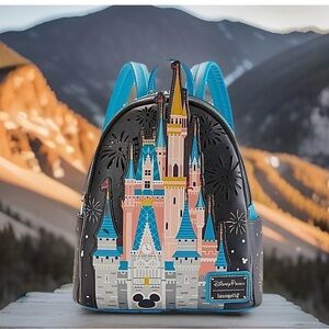 NEW Loungefly Fireworks Over Cinderella’s Castle Disney Parks Backpack w Lights